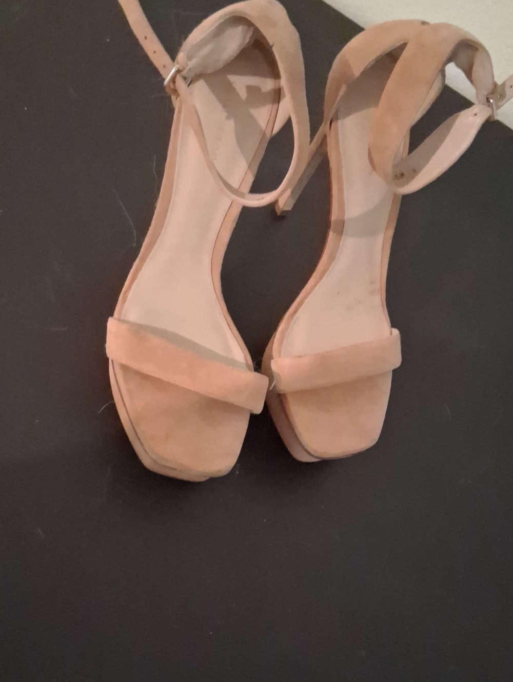 Stuart Weitzman Blush Tan Suede Ankle-Strap Block Heels